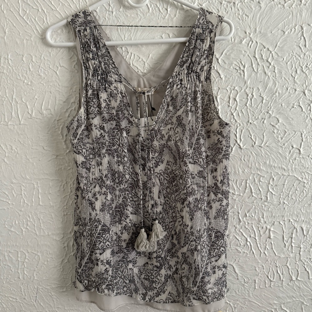 Ramy Brook Silk Top Tassel/Bead Detail Size M 100% silk